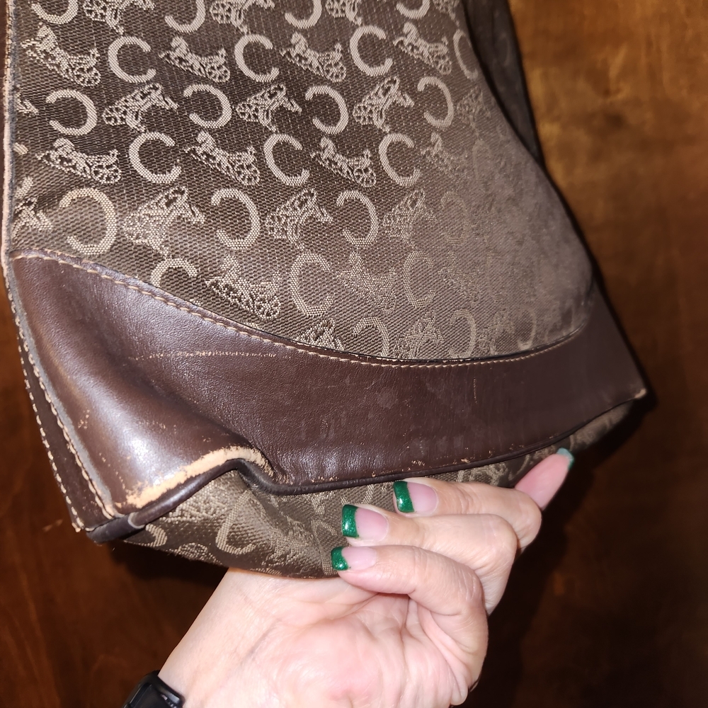 Celine Chocolate Brown Denim Canvas Hobo - Picture 9 of 13